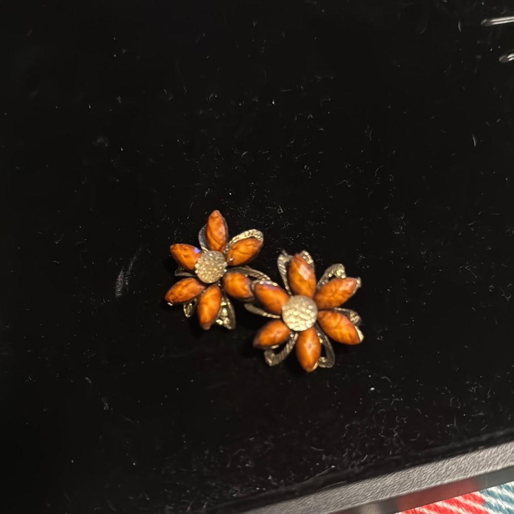 Elegant Floral Orange Earrings